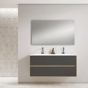 Mueble de baño suspendido Mydesign con doble lavabo de porcelana