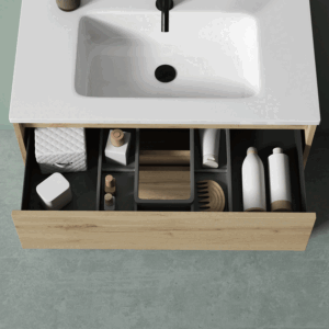 Mueble de baño suspendido Jade con lavabo de porcelana y tirador uñero - Imagen 2