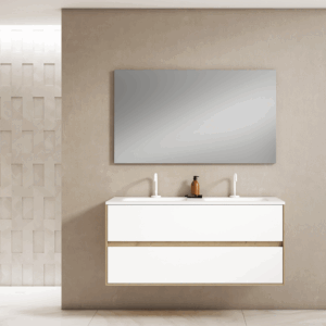 Mueble de baño suspendido Mydesign con doble lavabo de porcelana - Imagen 2