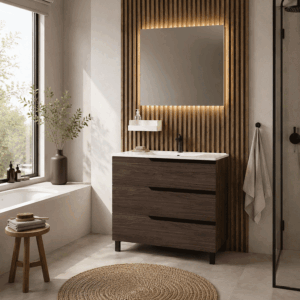 Conjunto de mueble de baño Bohe tres cajones con patas y lavabo porcelánico Marte - Imagen 3