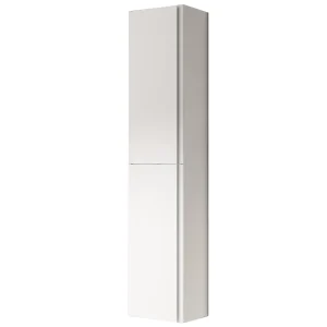 Columna auxiliar de baño suspendida Coral con dos puertas y baldas interiores, en blanco