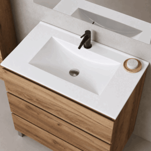 Conjunto de mueble de baño suspendido Cairo dos cajones con lavabo porcelanico Onix - Imagen 5