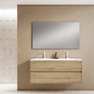 Mueble de baño suspendido Mydesign con doble lavabo de porcelana - Imagen 3