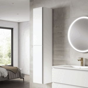 Columna auxiliar de baño suspendida Coral con dos puertas y baldas interiores - Imagen 3