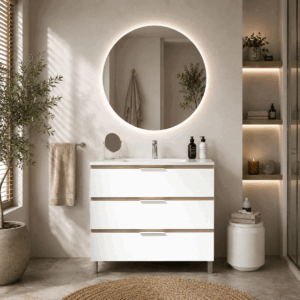 Conjunto de mueble Austin con tres cajones y patas