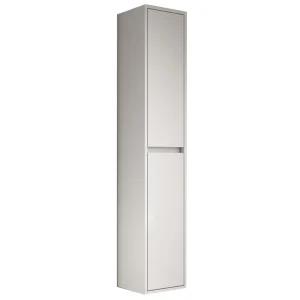 Columna de baño suspendida Jade con dos puertas y baldas interiores, en blanco