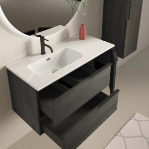 Lavabo Asia desplazado a la izquierda de porcelana - Imagen 2