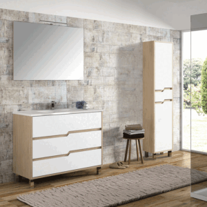 Conjunto mueble de baño Alaska con lavabo porcelanico