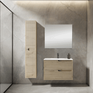 Mueble de baño suspendido Ezio con lavabo de porcelana