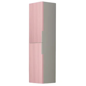 Columna auxiliar Marte con frente fresado de rayas verticales y baldas interiores, en rosa