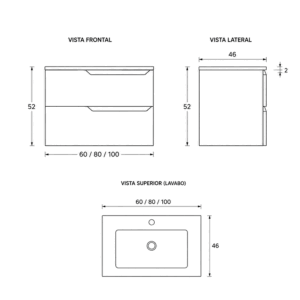 Conjunto de mueble de baño suspendido Bohe con lavabo de porcelana y gran capacidad - Imagen 7