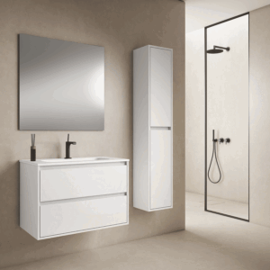 Mueble de baño suspendido Jade con lavabo de porcelana y tirador uñero - Imagen 3