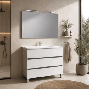 Conjunto de mueble Brasilia con tres cajones y lavabo porcelánico - Imagen 2