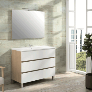 Conjunto de mueble Brasilia con tres cajones y lavabo porcelánico - Imagen 2