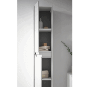 Columna auxiliar de baño suspendida Ezio con dos puertas y baldas interiores - Imagen 4
