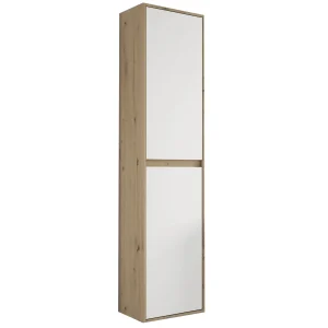 Columna suspendida Mydesign con dos puertas y baldas interiores, en blanco y madera