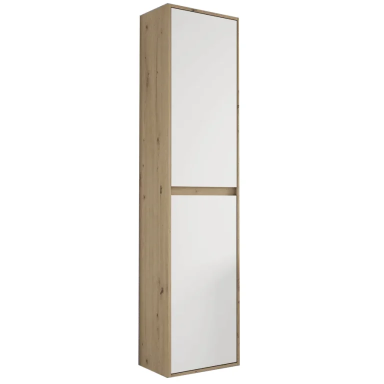 Columna suspendida Mydesign con dos puertas y baldas interiores, en blanco y madera