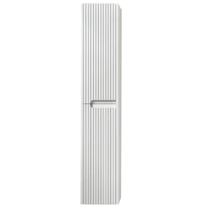 Columna auxiliar de baño suspendida Ezio con dos puertas y baldas interiores, en blanco