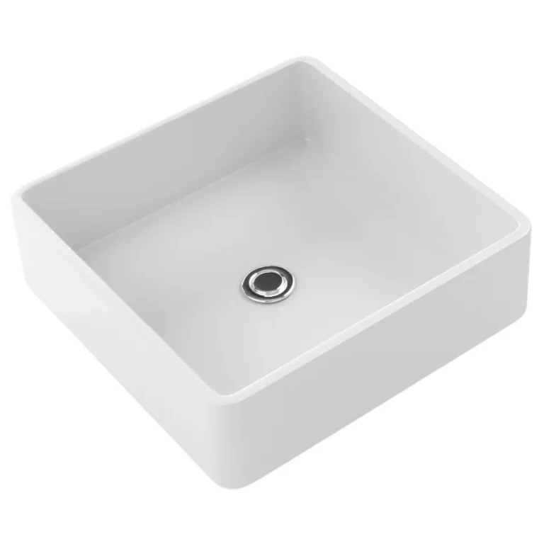 Bol de resina cuadrado para cuartos de baño, en color blanco