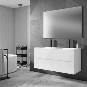 Mueble de baño suspendido Esencial de gran capacidad con doble lavabo