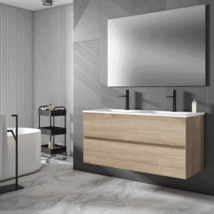 Mueble de baño suspendido Esencial de gran capacidad con doble lavabo - Imagen 2