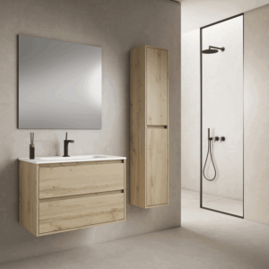 Columna de baño suspendida Jade con dos puertas y baldas interiores - Imagen 5
