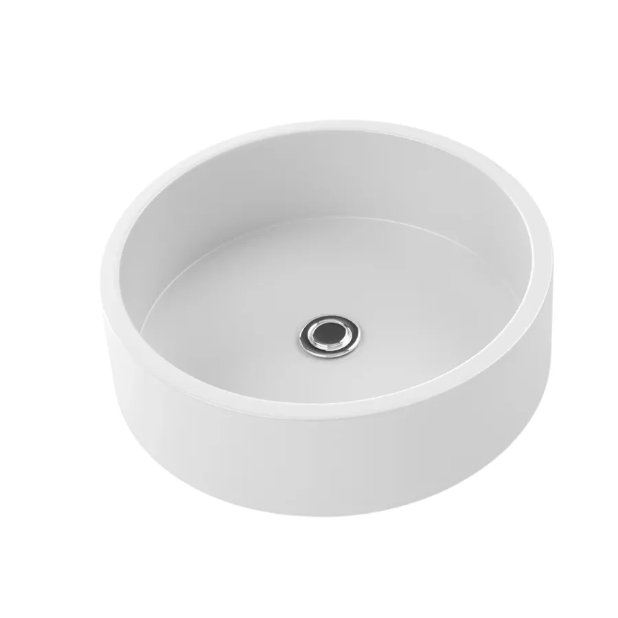 Bol de resina redondo para cuartos de baño, en color blanco