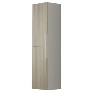 Columna auxiliar Marte con frente fresado de rayas verticales y baldas interiores, en gris