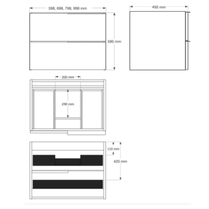 Conjunto de mueble de baño suspendido Saturno con dos cajones y lavabo sobre encimera - Imagen 11