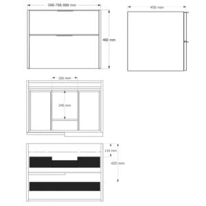 Conjunto de mueble de baño suspendido Plutón con tapa de melamina - Imagen 5