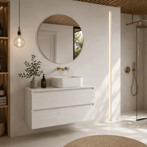 Conjunto de mueble de baño suspendido Saturno con dos cajones y lavabo sobre encimera - Imagen 3