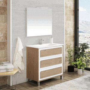 Conjunto de mueble Montana tres cajones con lavabo de porcelana