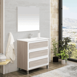 Conjunto de mueble Montana tres cajones con lavabo de porcelana - Imagen 2