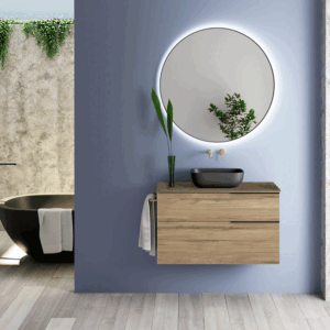 Conjunto de mueble de baño suspendido Plutón con tapa de melamina