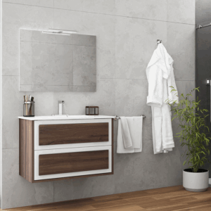 Conjunto de mueble suspendido Oregon con lavabo de porcelana