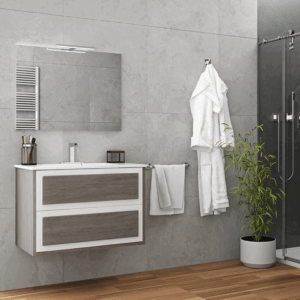 Conjunto de mueble suspendido Oregon con lavabo de porcelana - Imagen 2