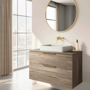 Conjunto de mueble de baño suspendido Plutón con tapa de melamina - Imagen 2