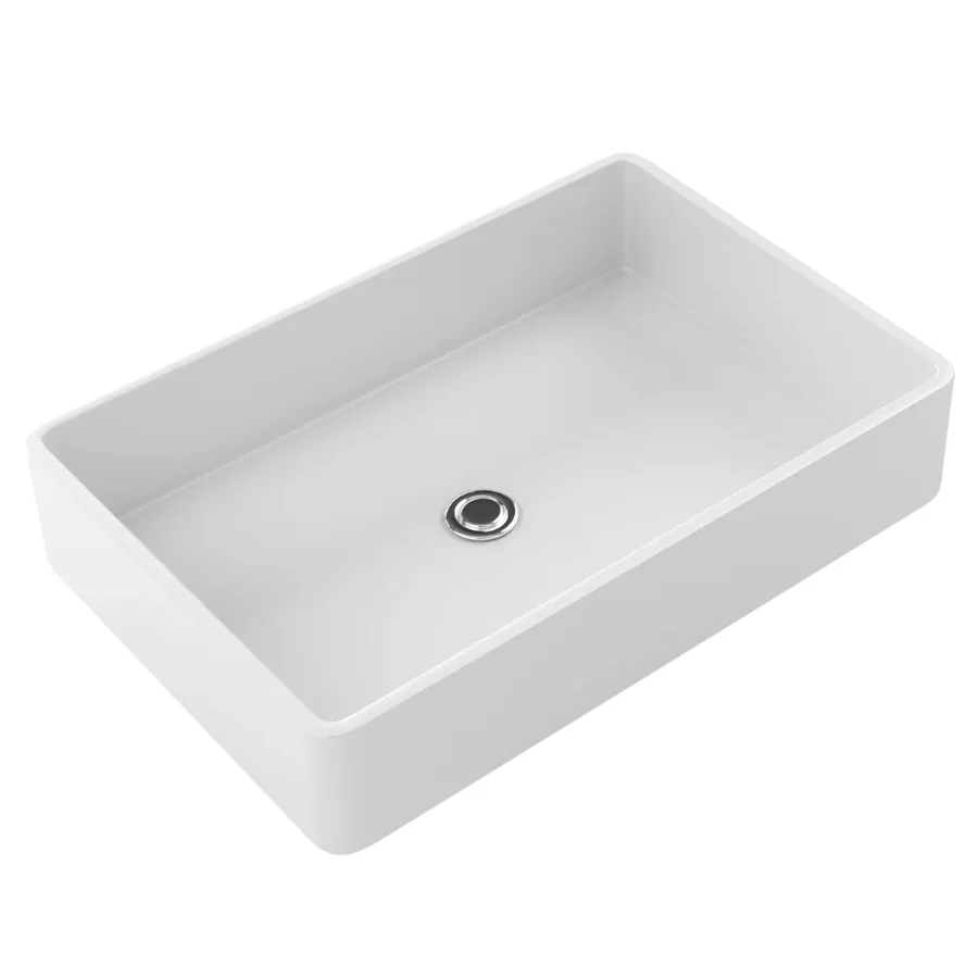 Bol de resina rectangular para cuartos de baño, en color blanco