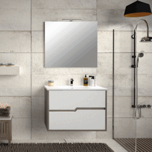 Conjunto de mueble suspendido Texas dos cajones con lavabo porcelanico - Imagen 2
