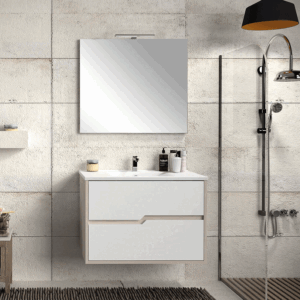 Conjunto de mueble suspendido Texas dos cajones con lavabo porcelanico - Imagen 3