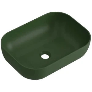 Lavabo de microcemento Laila para cuartos de baño, en verde oscuro