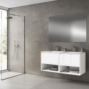 Mueble de baño suspendido Yera 120 cm con doble lavabo porcelánico - Imagen 5