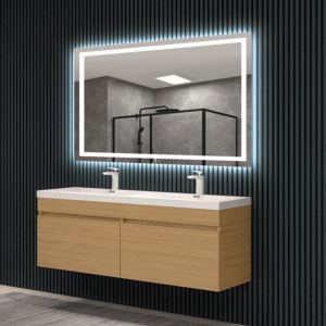 Espejo de baño Holanda cuadrado con luz LED frontal fría y antivaho