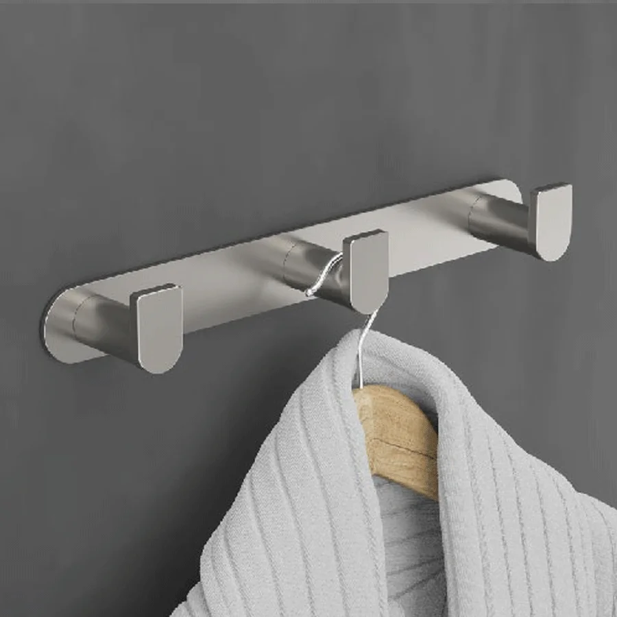 Percha triple de baño en acero inoxidable