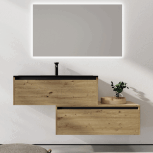 Conjunto de mueble de baño suspendido Bahía 80 cm con lavabo cerámico negro