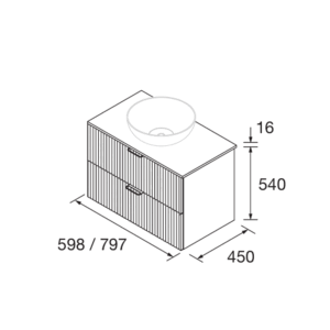 Conjunto de baño Biba con 2 cajones y encimera para lavabo sobre encimera - Imagen 6