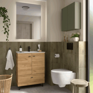 Conjunto de baño Inara con 2 puertas, 1 cajón y lavabo porcelánico - Imagen 6