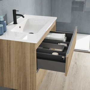 Mueble de baño Slider dos cajones suspendido con lavabo porcelánico - Imagen 2