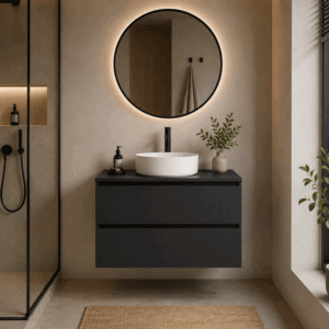 Mueble de baño Kalua suspendido con dos cajones y diseño moderno en lacado o melamina - Imagen 4