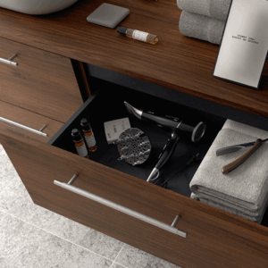 Mueble suspendido Silane dos cajones con tirador en negro mate y lavabo de porcelana - Imagen 8